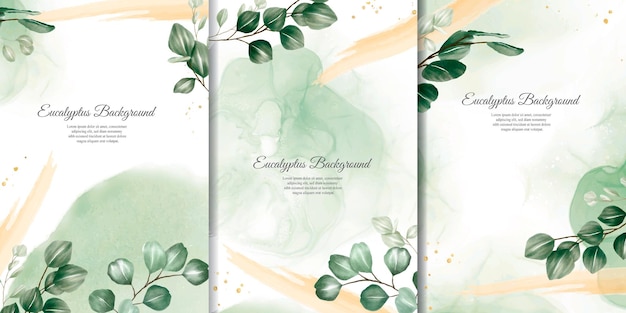 Design de convite de casamento verde com arranjo de eucalipto