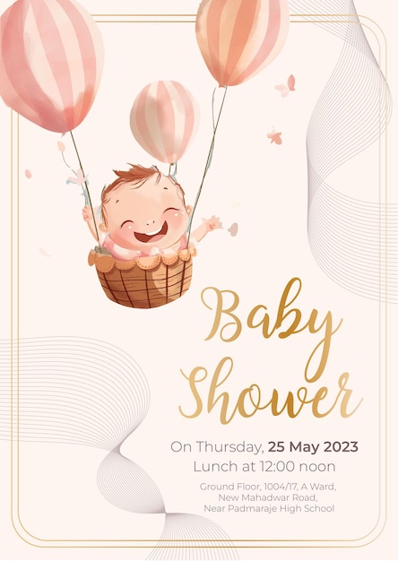 Vetor design de convite para o baby shower