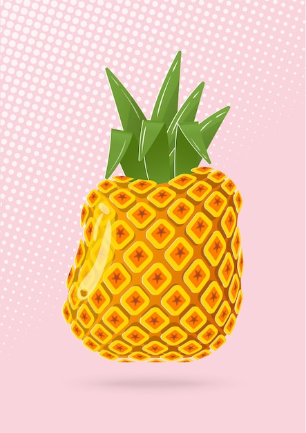 Vetor design de corte de papel de frutas de abacaxi em fundo rosa claro ilustração de estilo de corte de papel de frutas de abacaxi em frutas de verão rosa claro ilustração vetorial