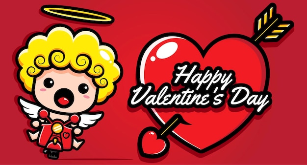 Design de cupido fofo com feliz dia dos namorados