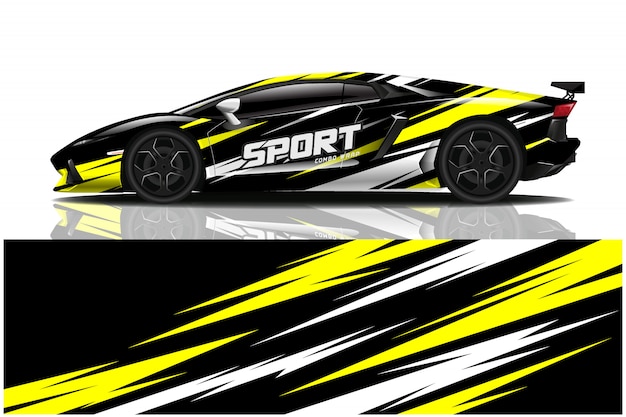 Design de decalque de embrulho de carro esportivo