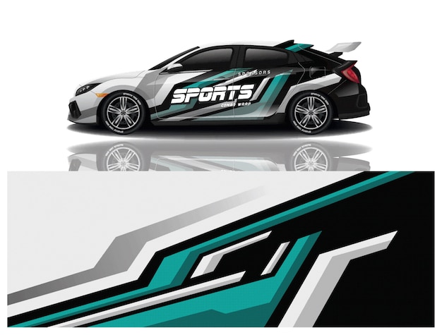 Design de decalque de embrulho de carro esportivo