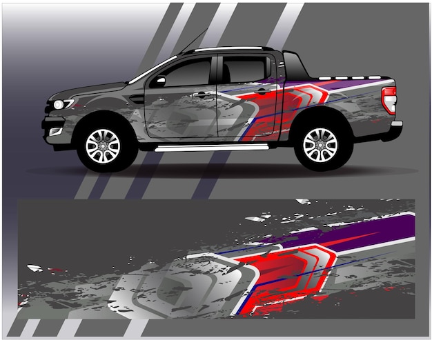 Vetor design de decalque de envoltório de carro vetor adesivo de veículo de rali de corrida de libré personalizado e tingimento