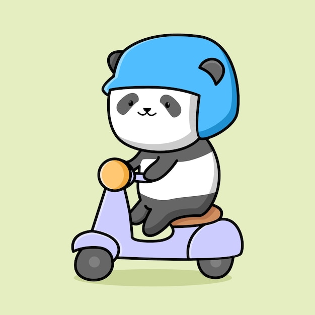 Design de desenho animado de scooter de panda fofo