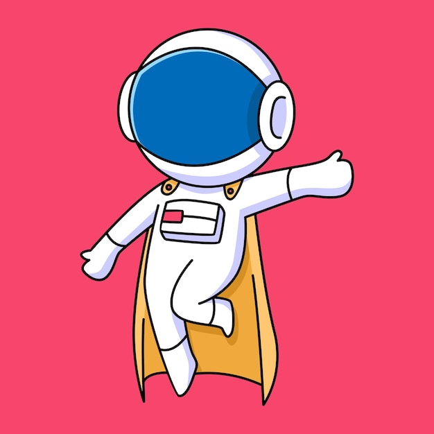 Design de desenho animado de super-herói de astronauta fofo