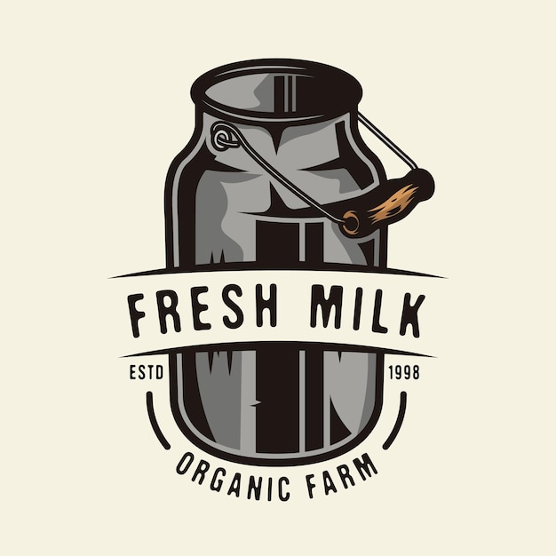 Design de distintivo de fazenda orgânica de leite fresco