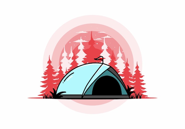 Design de distintivo de ilustração de acampamento de tenda de cúpula