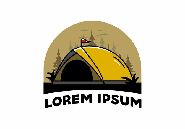 Vetor design de distintivo de ilustração de acampamento de tenda de cúpula