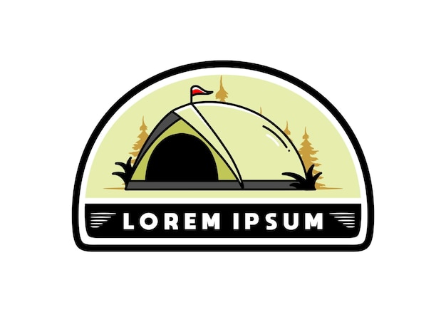 Vetor design de distintivo de ilustração de acampamento de tenda de cúpula
