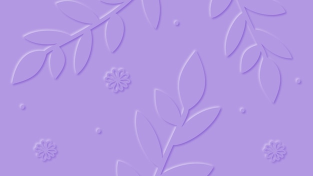 Vetor design de efeito 3d de galhos e flores fundo roxo primavera