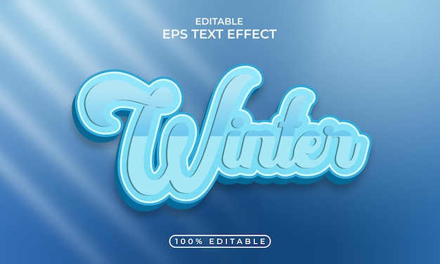 Design de efeito de texto de cor azul 3d editável de inverno