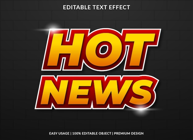 Design de efeito de texto de notícias quentes com estilo ousado
