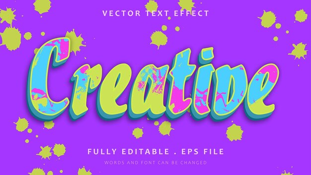 Design de efeito de texto editável criativo com tinta colorida 3D Grunge