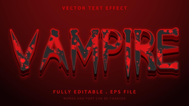 Vetor design de efeito de texto editável de vampiro de palavra de horror grunge