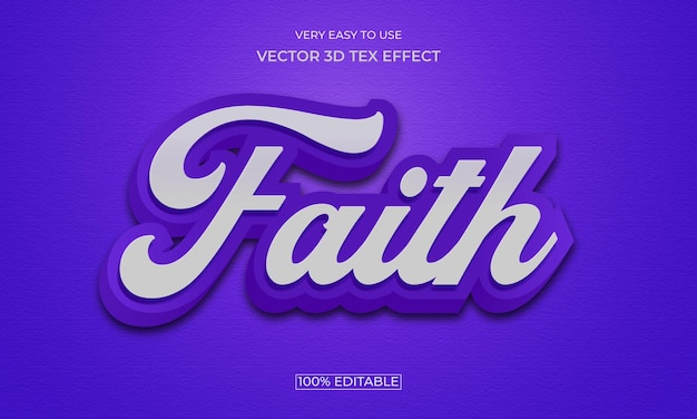 Vetor design de efeito de texto premium estilo faith 3d