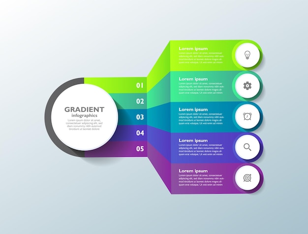 Design de elemento de processo infográfico gradiente