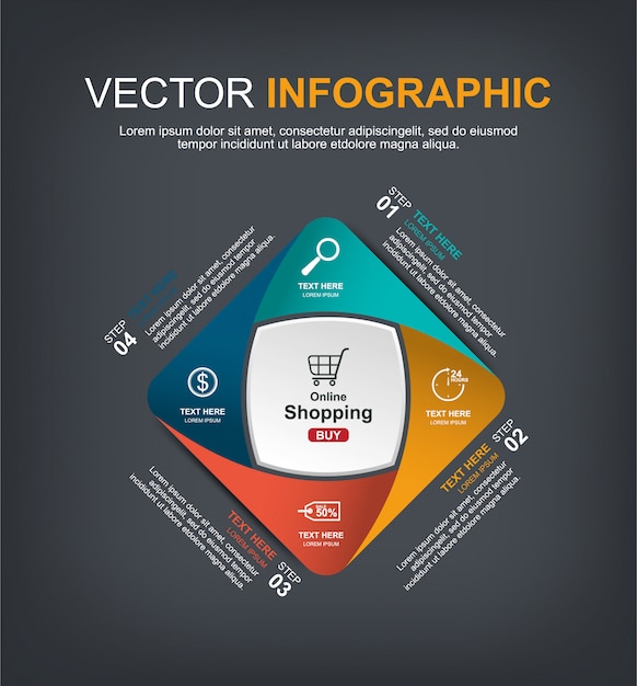 Vetor design de elementos infográfico com 4 opções