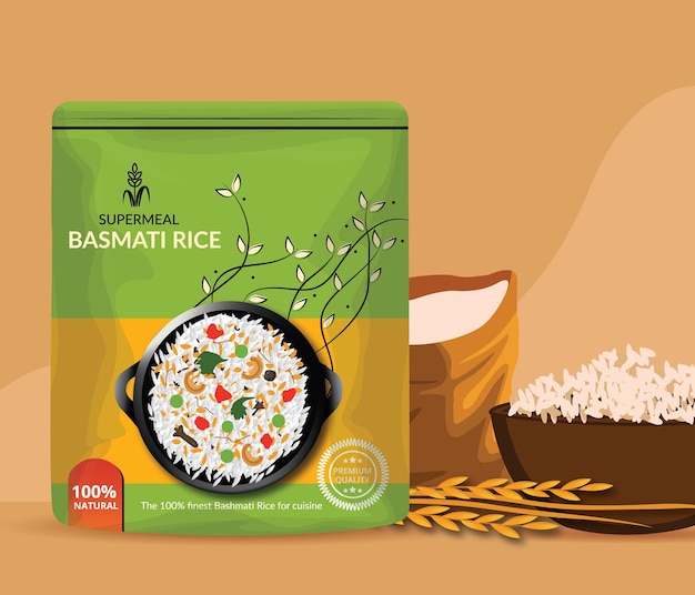 Design de embalagem de saco de arroz - ilustração