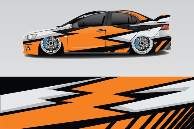 Design de embrulho de adesivo de carro branco laranja