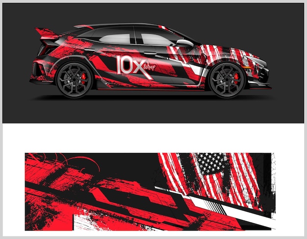 Design de envoltório de carro de bandeira americana