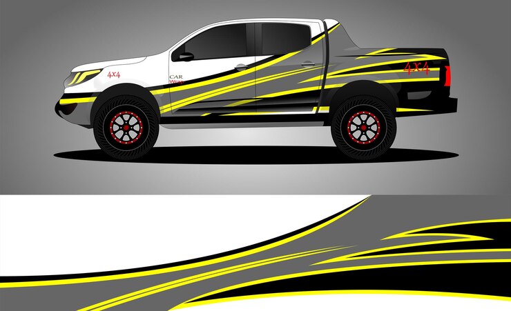 Vetor design de envoltório de decalque de carro de caminhão vetor premium