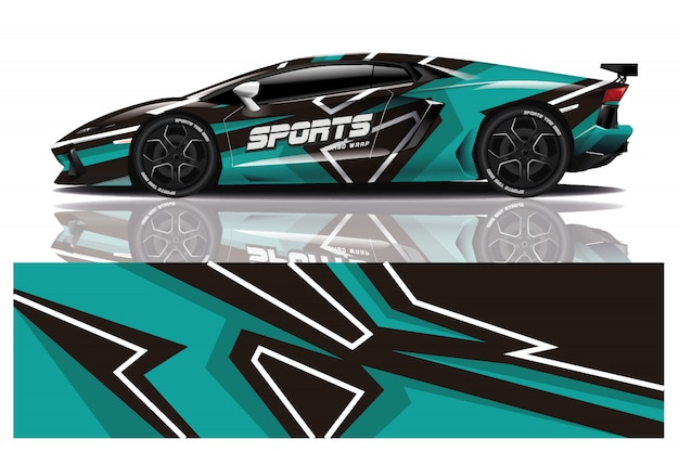 Design de envoltório de decalque de carro esporte