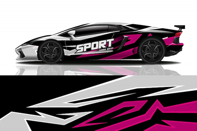 Design de envoltório de decalque de carro esporte