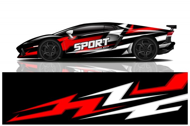 design de envoltório de decalque de carro esporte