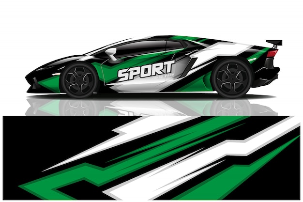 Design de envoltório de decalque de carro esporte