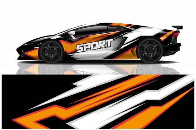 Design de envoltório de decalque de carro esporte