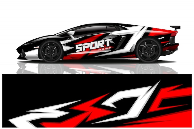 Design de envoltório de decalque de carro esporte