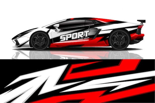 Design de envoltório de decalque de carro esporte