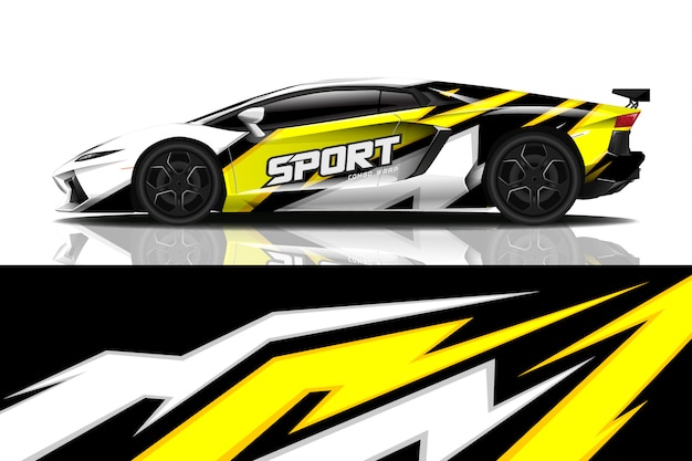 design de envoltório de decalque de carro esporte