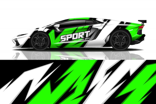 Design de envoltório de decalque de carro esporte