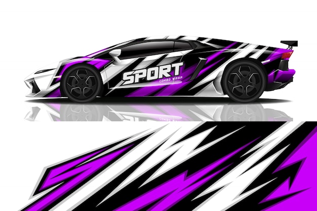 design de envoltório de decalque de carro esporte