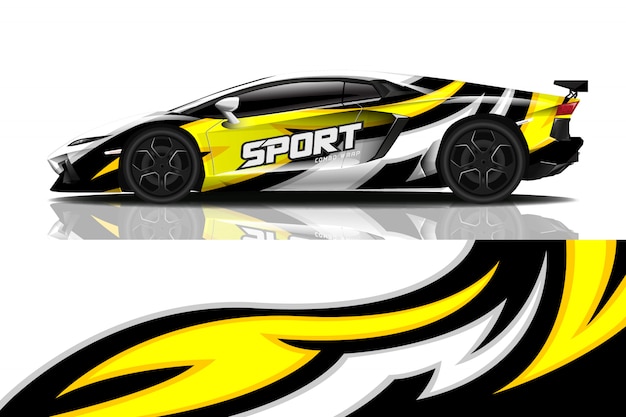 design de envoltório de decalque de carro esporte