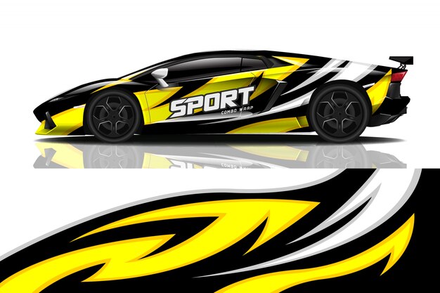 Design de envoltório de decalque de carro esporte