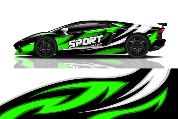 Design de envoltório de decalque de carro esporte