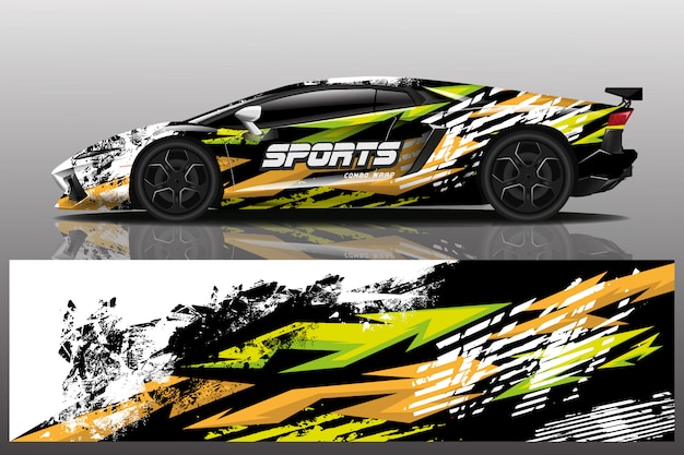 Design de envoltório de decalque de carro esporte