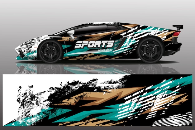 Design de envoltório de decalque de carro esporte