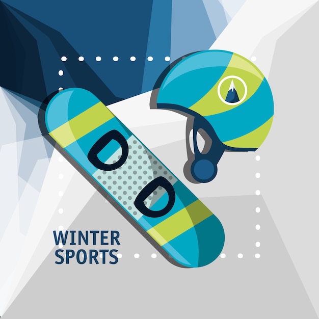 Vetor design de esportes de inverno com snowboard e capacete