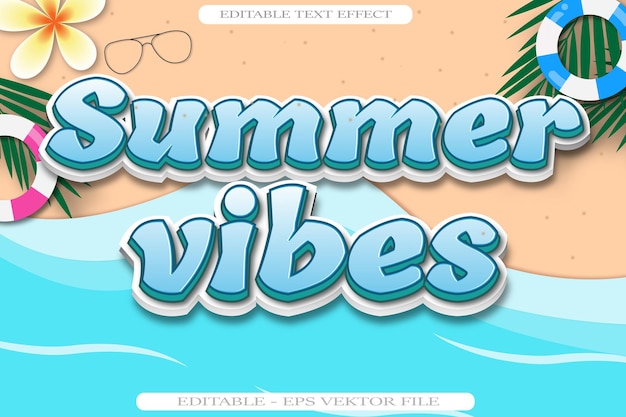 Design de estilo gradiente 3d com efeito de texto editável summer vibes