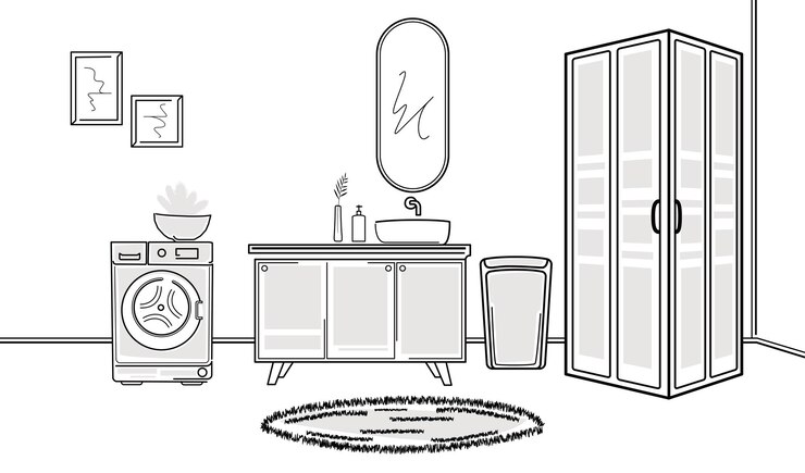 Design de estilo linear de banheiro