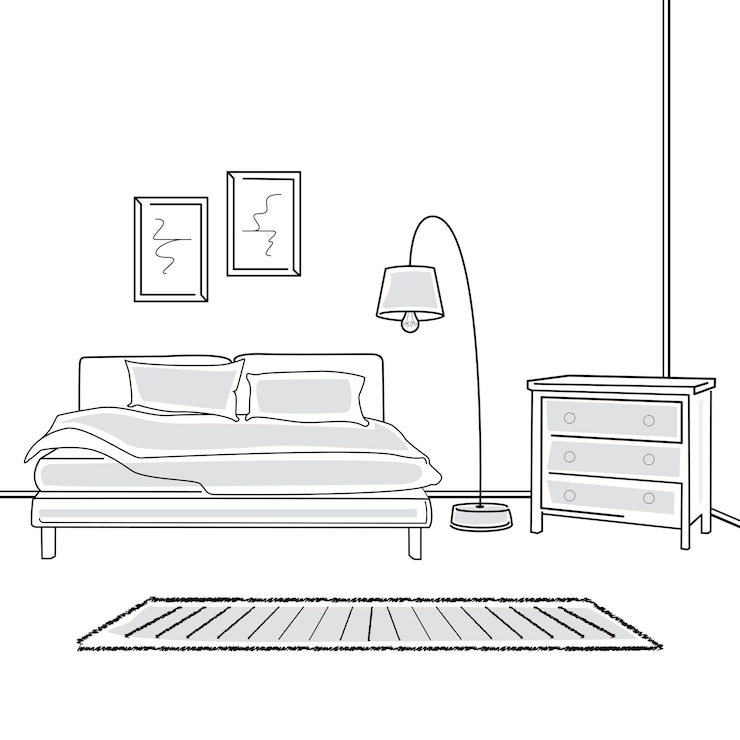 Design de estilo linear de quarto de cama
