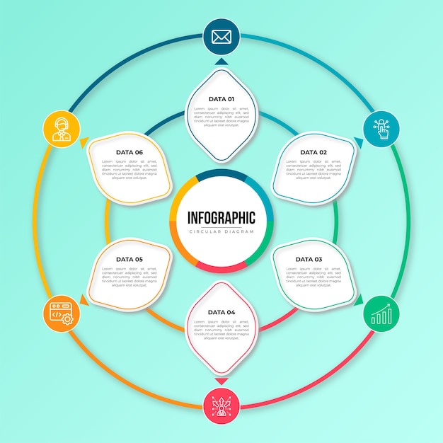 Vetor design de etapas de infográfico circular gradiente vetor premium