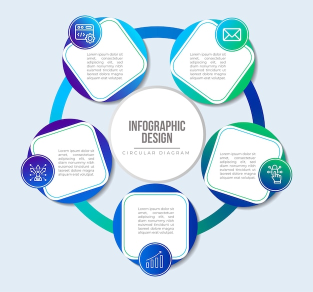 Design de etapas de infográfico circular gradiente vetor premium