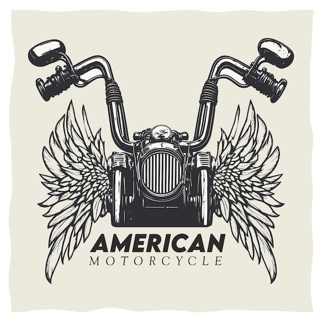 Vetor design de etiqueta de camiseta de motocicleta com ilustração de elemento de motocicleta