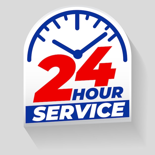 design de etiqueta de serviço 24 horas
