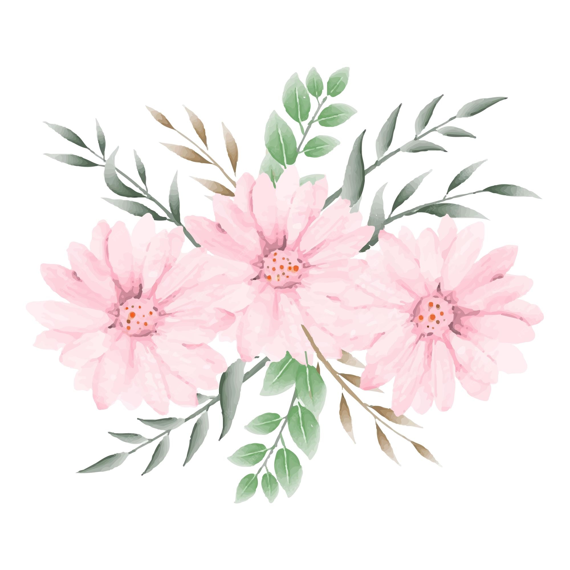 Design de flores de margarida natural em aquarela | Vetor Premium