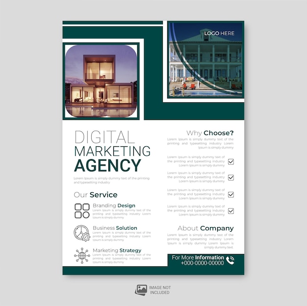 Design de folheto criativo do profissional de agência de negócios de marketing digital
